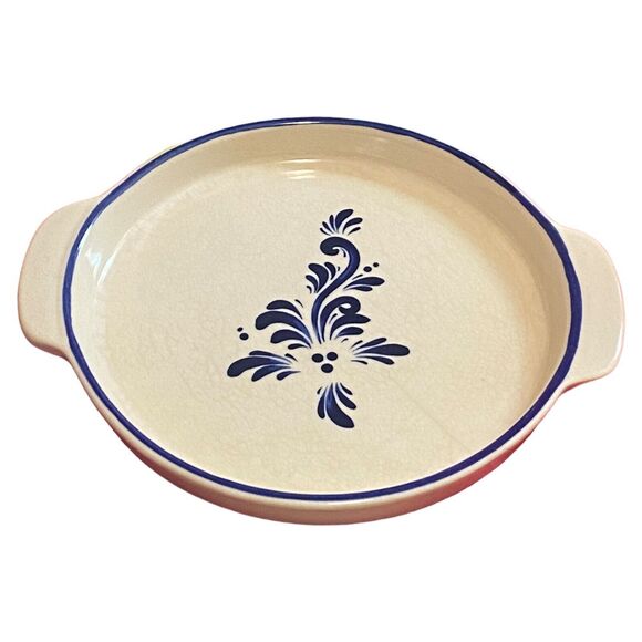 Deltis Portugal Blue & White Stoneware Dish 8.5” Pottery Bakeware Floral Design - Picture 2 of 14